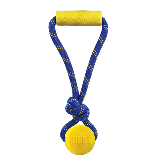 KONG Jaxx Brights Tug W Ball Medium Fetch Dog Toy Durable - main product image