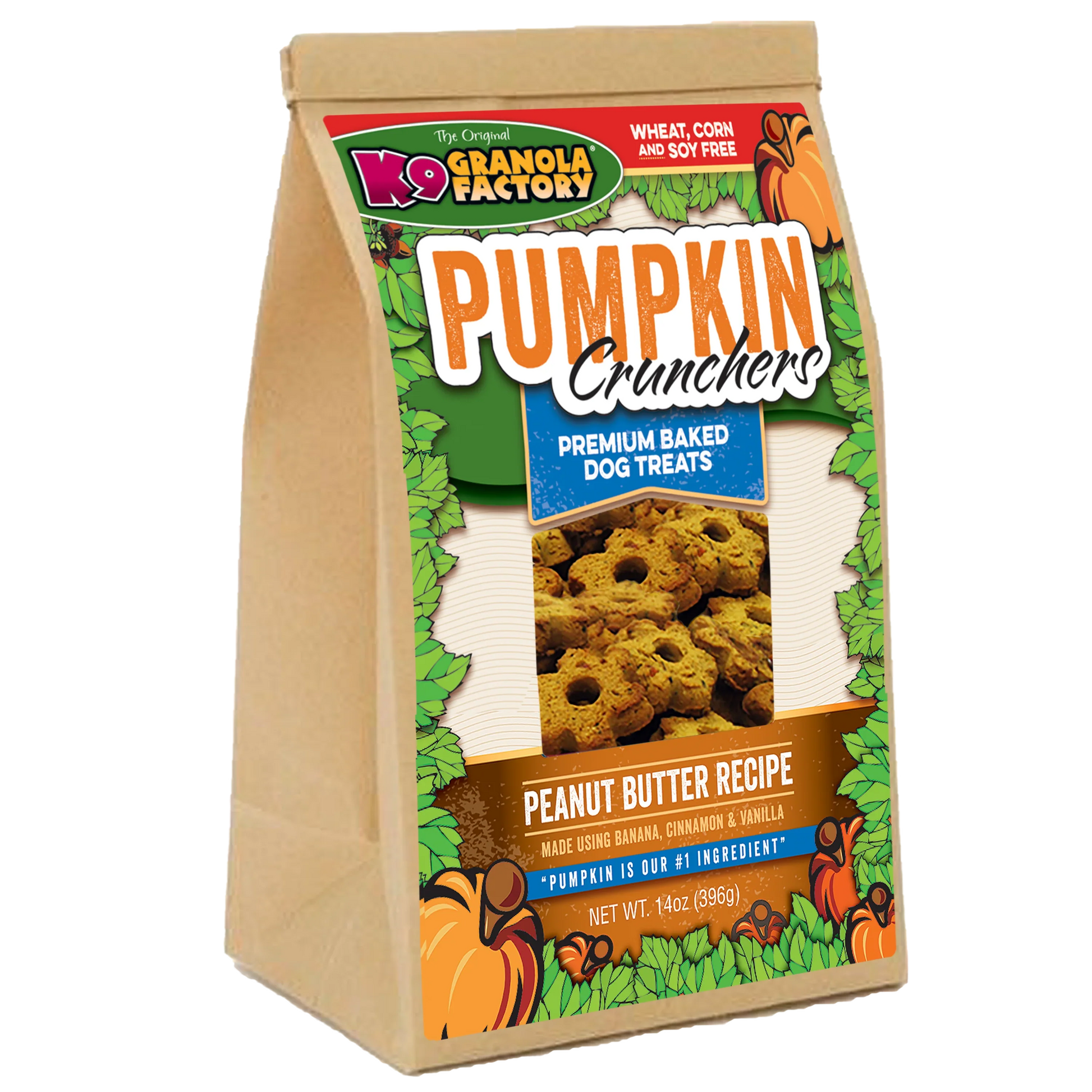 K9 Granola Factory Pumpkin Crunchers, Peanut Butter & Banana Recipe Dog Treats (14oz) - K9 Dog Treats - The Family Pet