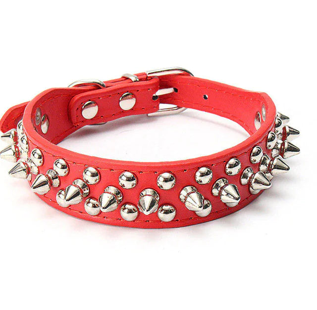 Rugged Leather Spiked Collar for Dogs and Cats - Ameraeon