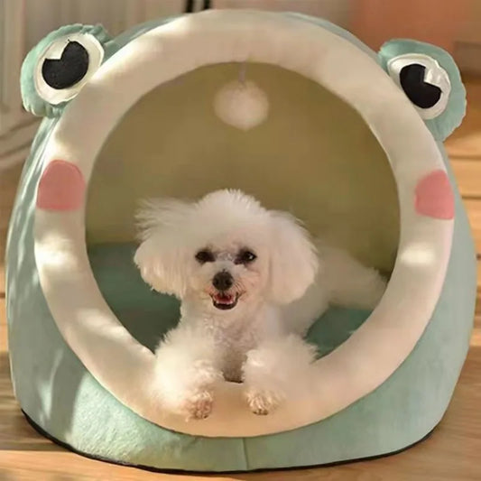 Kawaii Frog Pet Bed Cute Green 30x30x28cm 🛏️