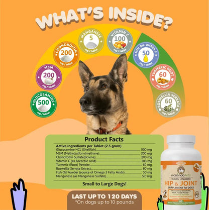 Dog Hip and Joint Supplement with Glucosamine Turmeric for