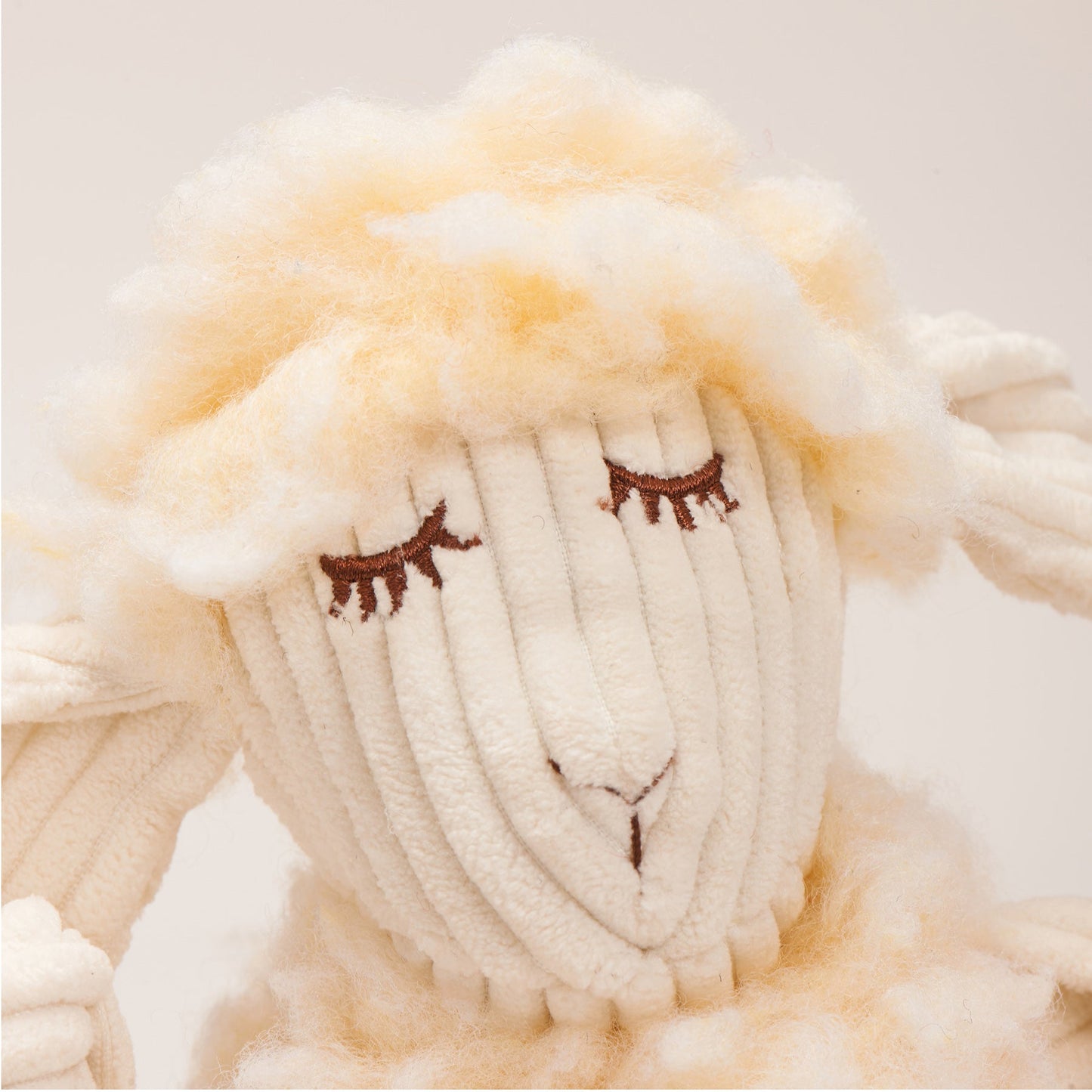 Dog Toy Louise Lamb HuggleFleece FlufferKnottie Plush Toy - size and texture image for dog toy