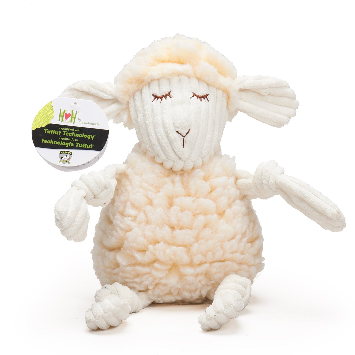 Dog Toy Louise Lamb HuggleFleece FlufferKnottie Plush Toy - lifestyle product image for dog toy