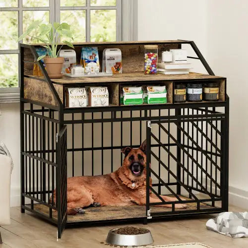 Rustic Retreat Dog Crate w/ Storage - Ameraeon