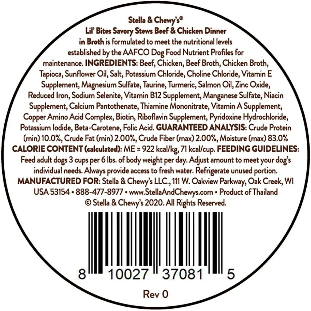 Stella & Chewy’s Lil Bites Stew Beef & Chicken Dog Food (2.7oz) - Wet Dog Food - The Family Pet