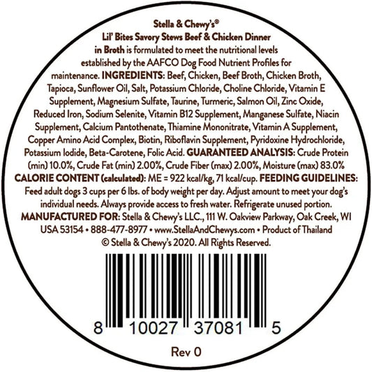 Stella & Chewy’s Lil Bites Stew Beef & Chicken Dog Food (2.7oz) - Wet Dog Food - The Family Pet