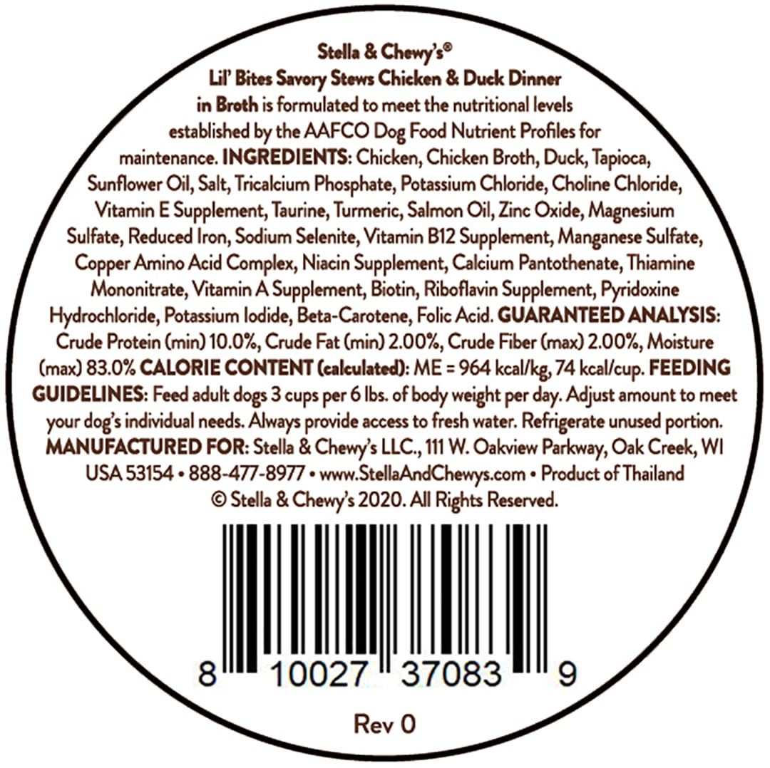 Stella & Chewy’s Lil Bites Stew Chicken & Duck Dog Food (2.7oz) - Wet Dog Food - The Family Pet