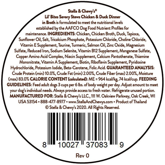 Stella & Chewy’s Lil Bites Stew Chicken & Duck Dog Food (2.7oz) - Wet Dog Food - The Family Pet