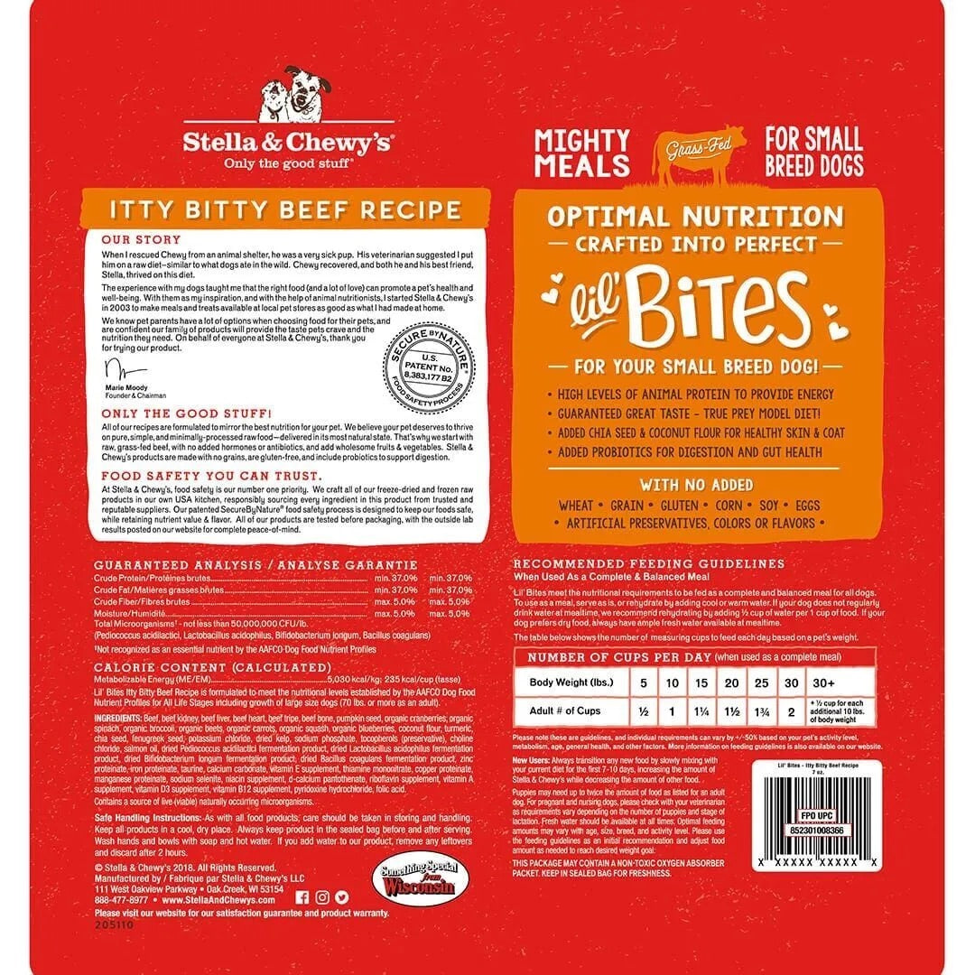 Stella & Chewy's Lil Bites Itty Bitty Beef Recipe Dog Food (7oz) - Stella & Chewy's Freeze Dried Dog Food - The Family Pet