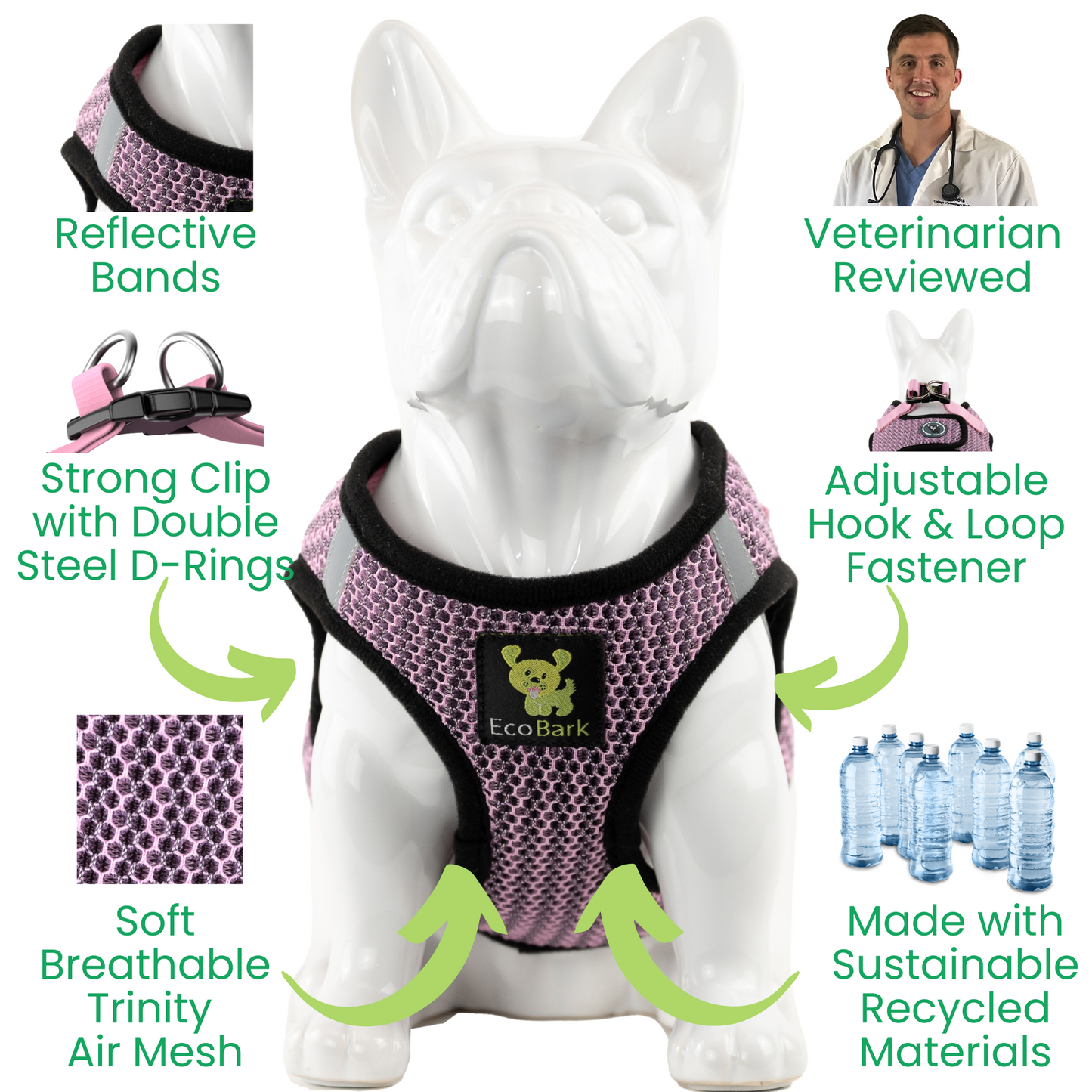 Dog Harness EcoBark Step In Harness XXXS to Small Breeds- - close up product image for dog harness