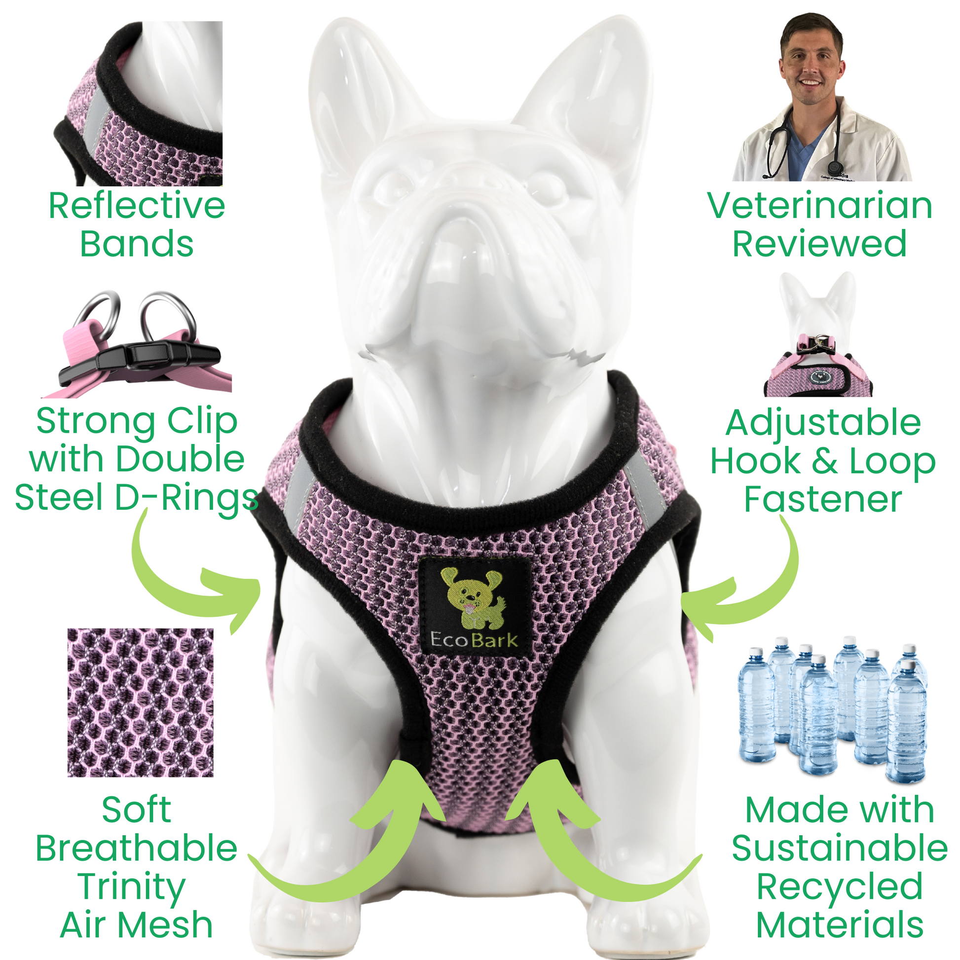 Dog Harness EcoBark Step In Harness XXXS to Small Breeds- - close up product image for dog harness
