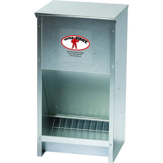 Little Giant Galvanized Steel Poultry Feeder 25 lb High Capacity Wall Mount