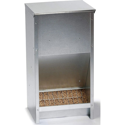Little Giant Galvanized Steel Poultry Feeder 25 lb High Capacity Wall Mount