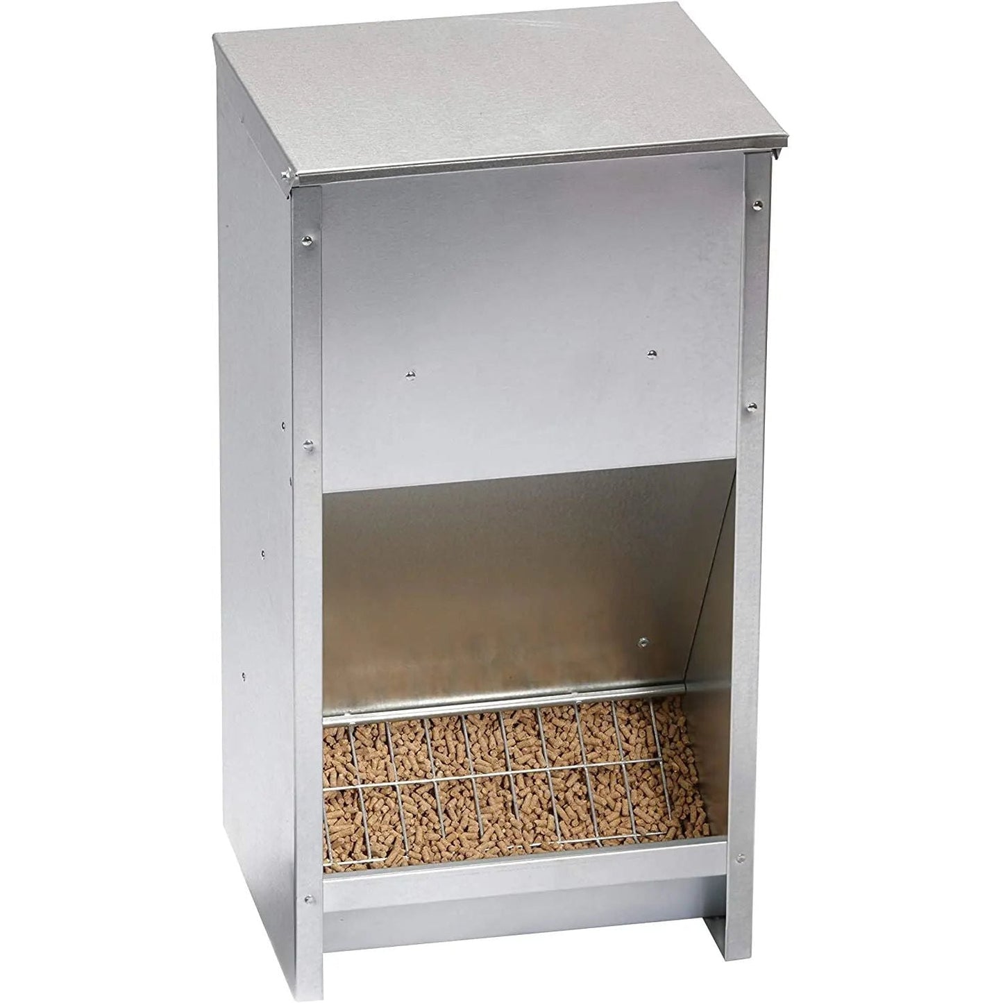 Little Giant Galvanized Steel Poultry Feeder 25 lb High Capacity Wall Mount