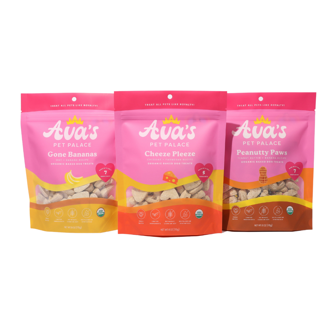 Ava's Pet Palace Organic Dog Treat Bag - Bundle 3 Flavors Bags