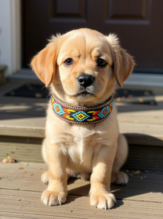 Epic Padded Leather Dog Collar with Artisanal Bead Design
