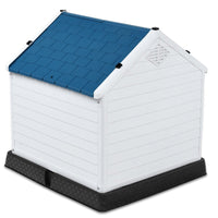 Medium size Dog House Outdoor White Blue Plastic with