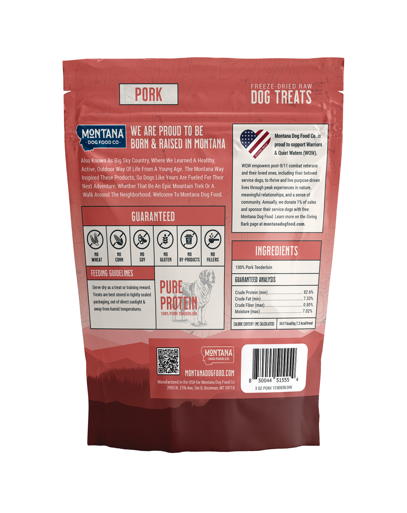 Pork Tenderloin Freeze-dried Raw Trail Snacks (Treats) for Dogs 3oz