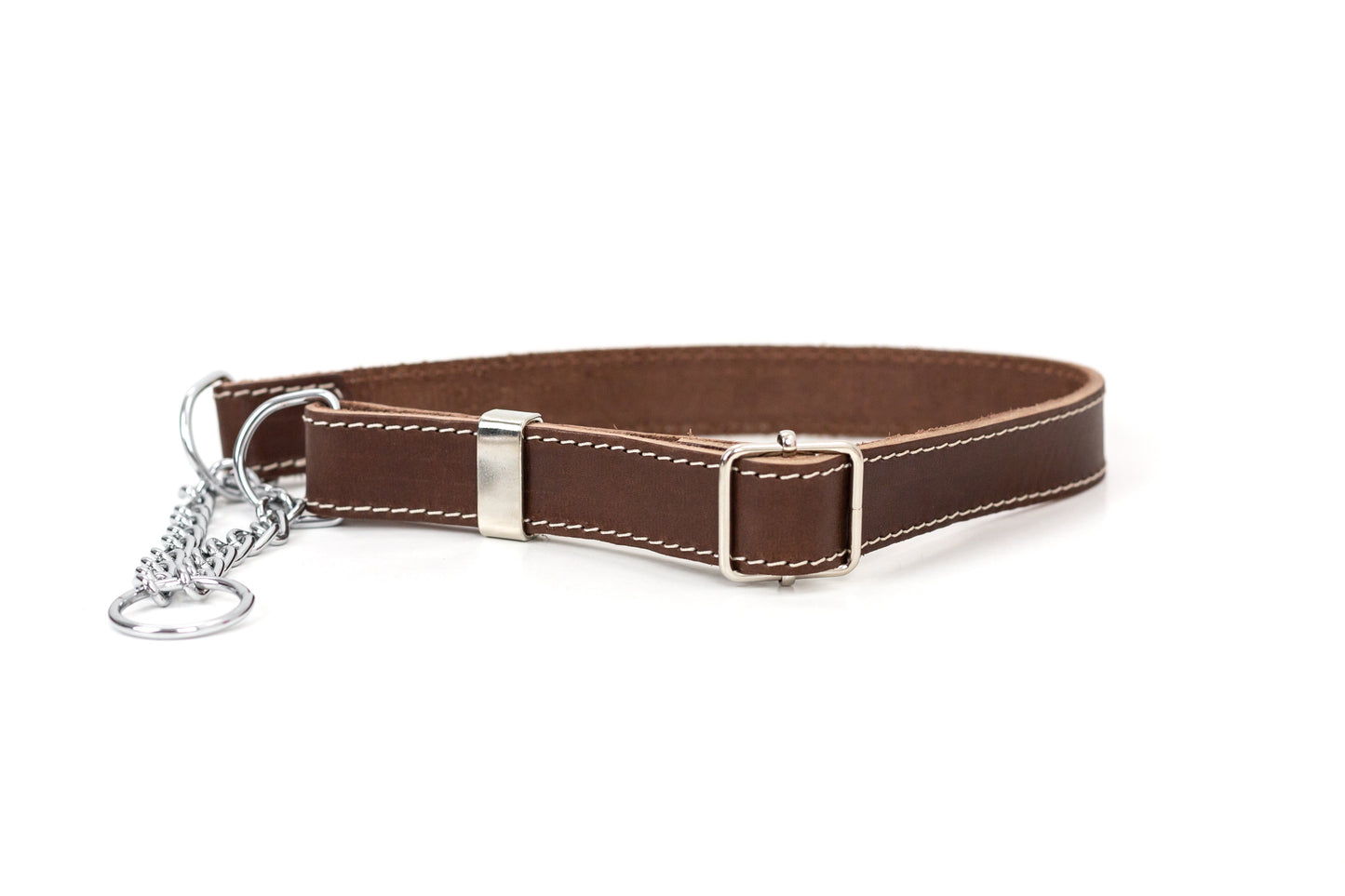 Martingale Chocolate Leather Dog Collar - Leather Dog Collar - Euro - Dog Collars and Leads - XL 1" Width 22" - 26" Neck Size - 691054808980