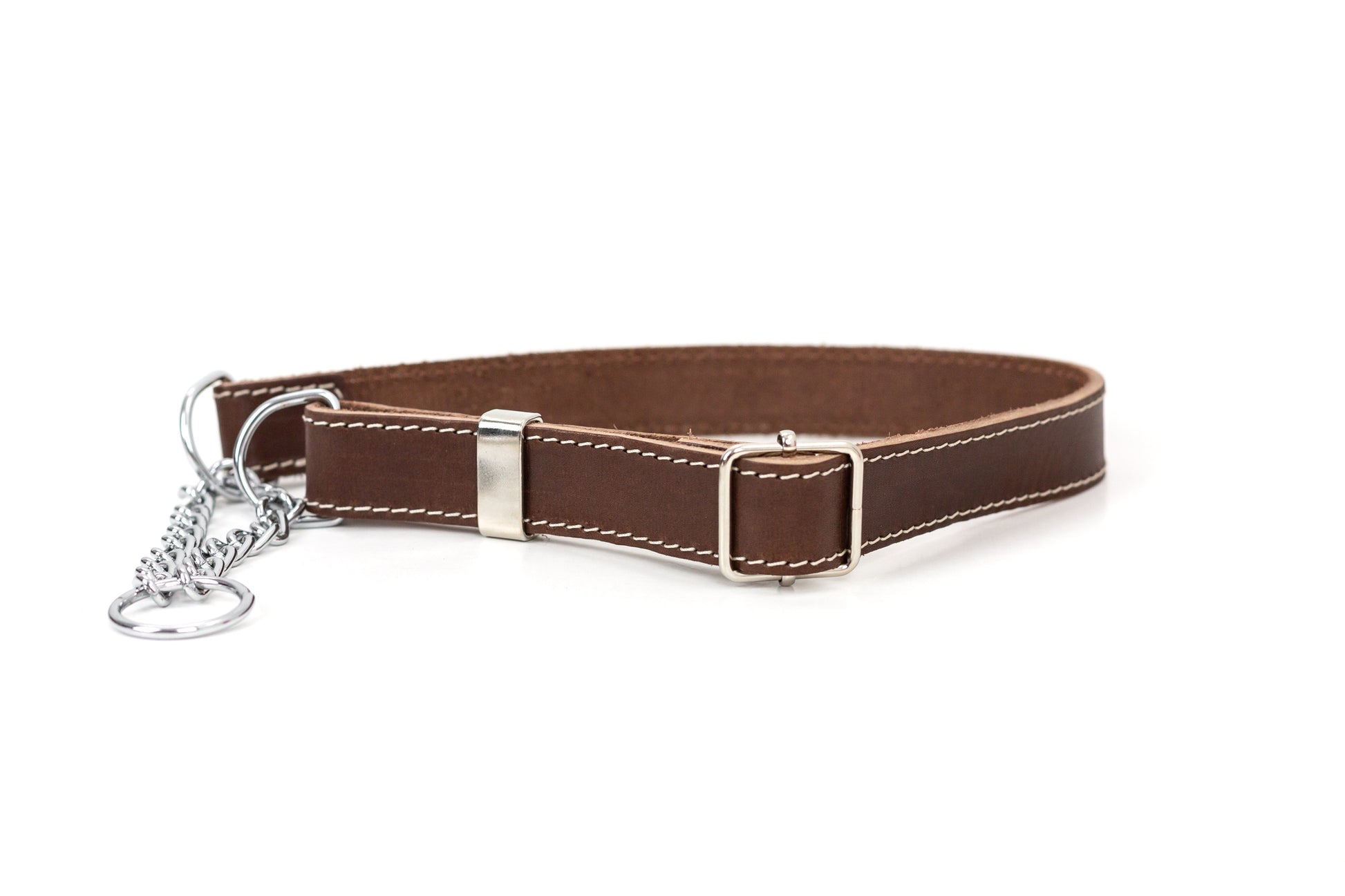 Martingale Chocolate Leather Dog Collar - Leather Dog Collar - Euro - Dog Collars and Leads - XL 1" Width 22" - 26" Neck Size - 691054808980
