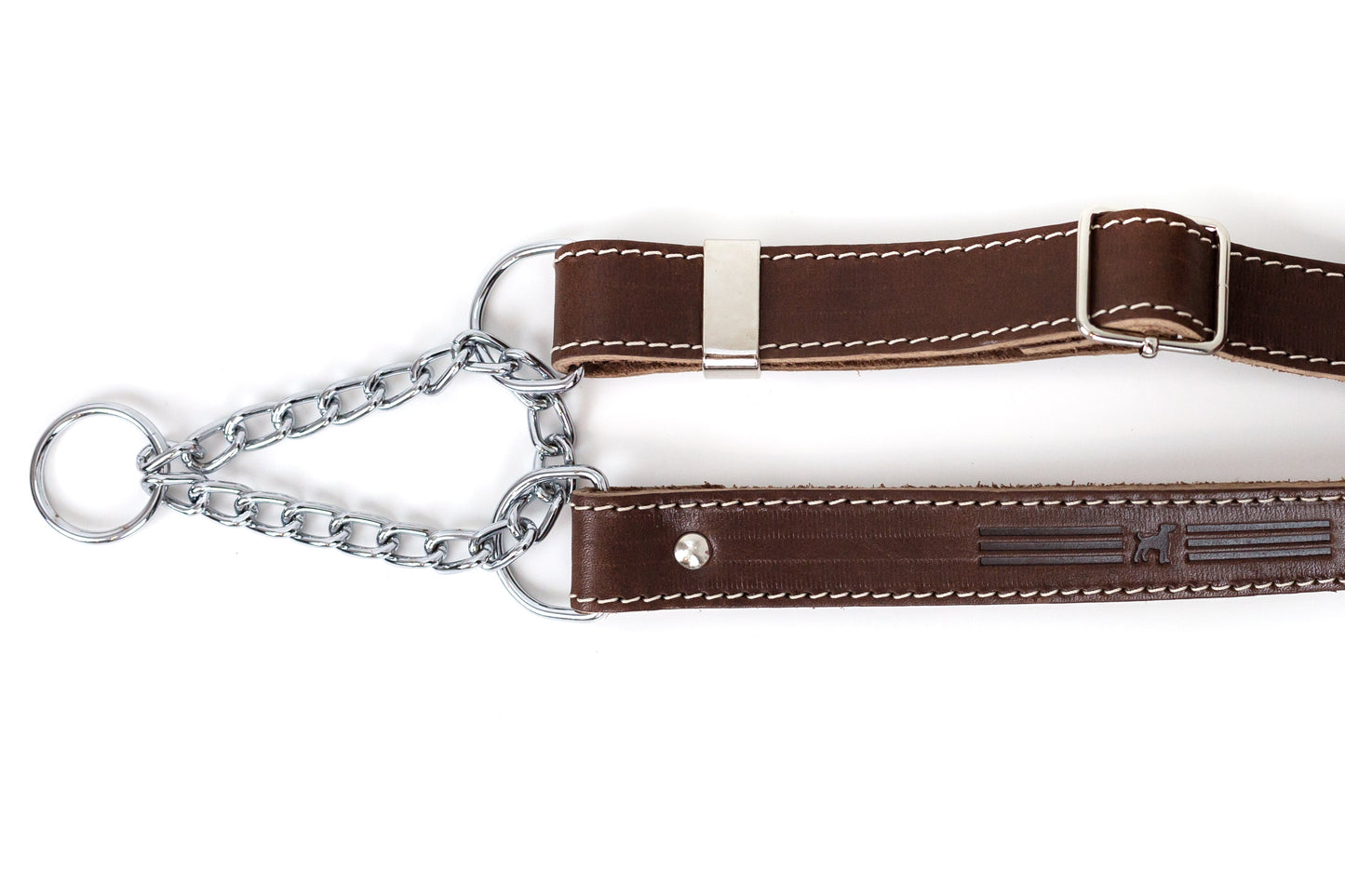 Martingale Chocolate Leather Dog Collar - Leather Dog Collar - Euro - Dog Collars and Leads