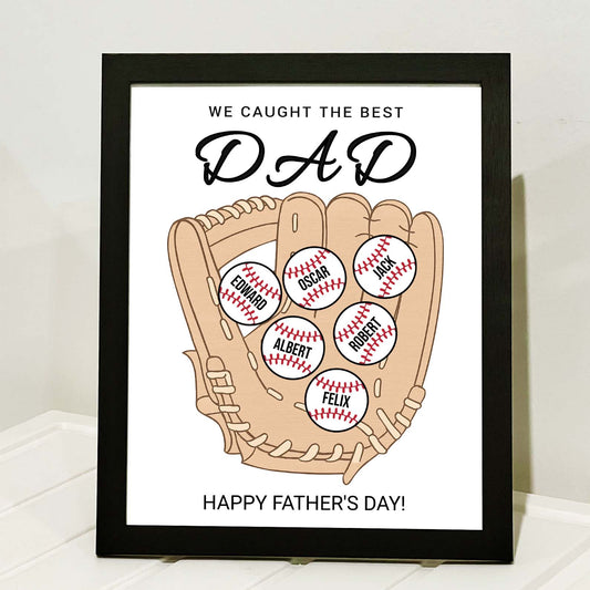 We Caught The Best Dad | Personalized Custom Baseball Dad Picture Frame With Kid's Name | Gift For Dad, Baseball Lover | Father's Day Gift 682234