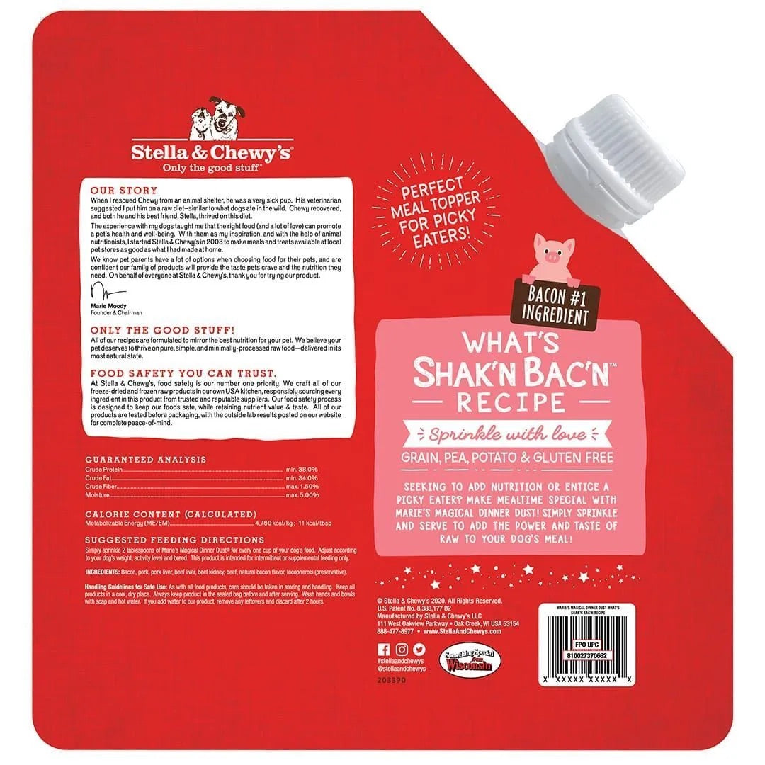 Stella & Chewy's Freeze Dried Magical Dinner Dust Bacon Dog Food (7oz) - Stella & Chewy's Dog Food - The Family Pet