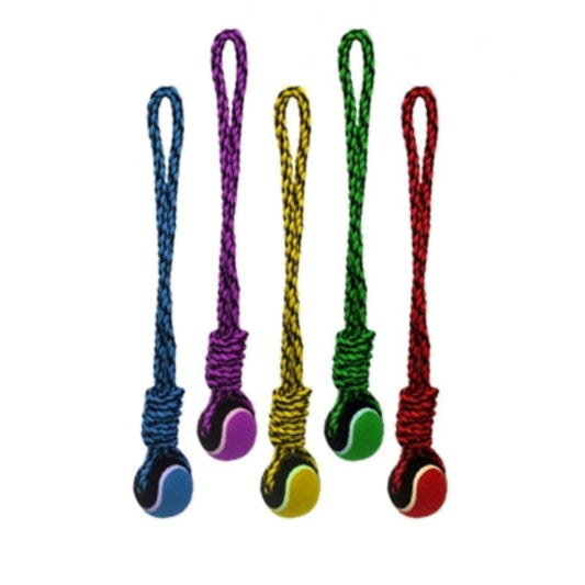 Nuts for Knots Big Knot Rope Tug w/Tennis Ball Dog Toy - 20" - 3 Colors