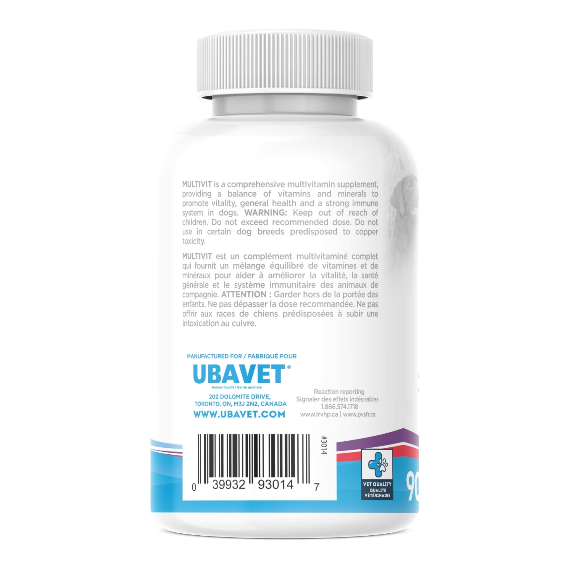 UBAVET MULTIVIT Daily Vitamin and Mineral Tablet for Dogs – Comprehensive Nutritional Support – (90 ct) - Purrfect Pet Kingdom