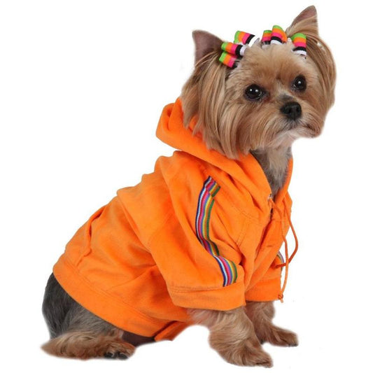 Velour Dog Hoodie - Tangerine