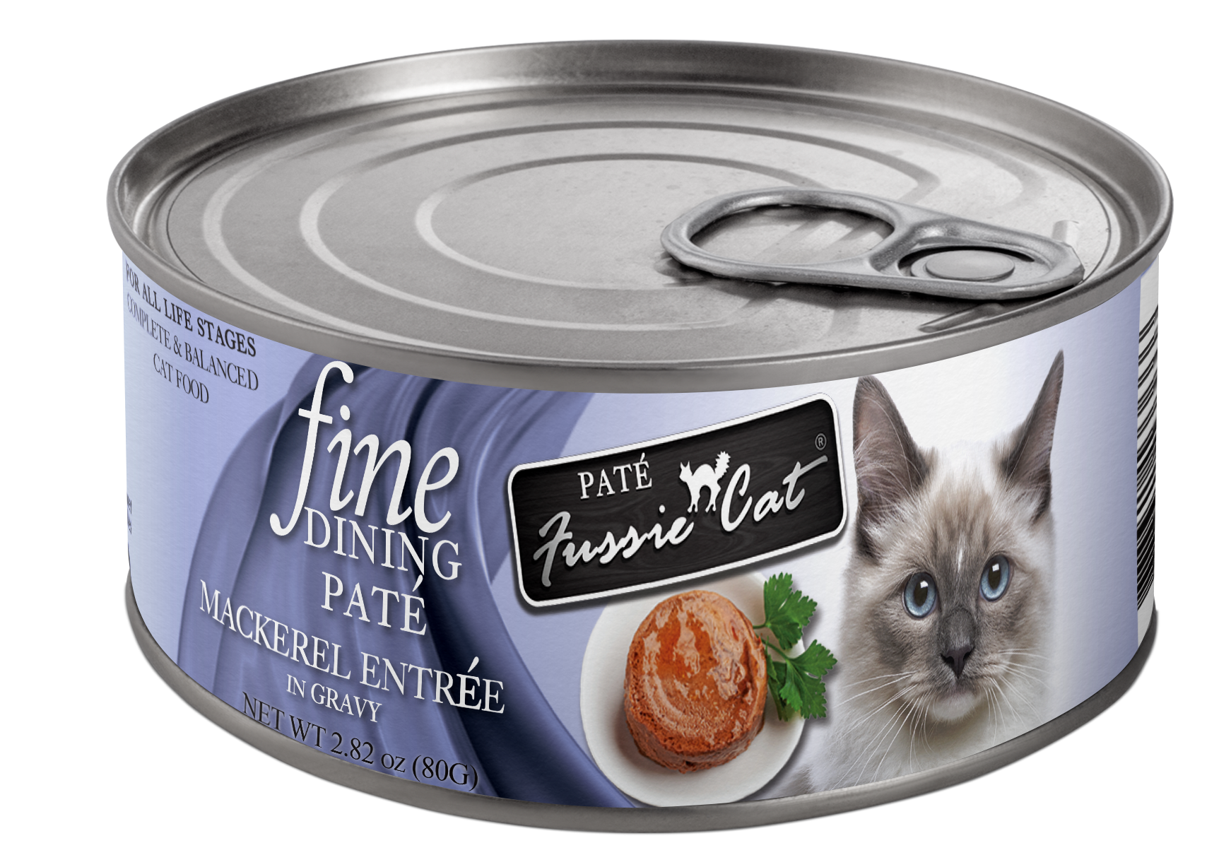 Fussie Cat Fine Dining - Pate - Mackerel Entree in gravy (2.82oz) - Wet Cat Food - The Family Pet