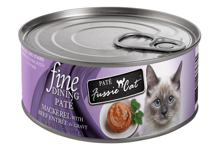Fussie Cat Fine Dining - Pate - Mackerel with Beef Entree in gravy (2.82oz)