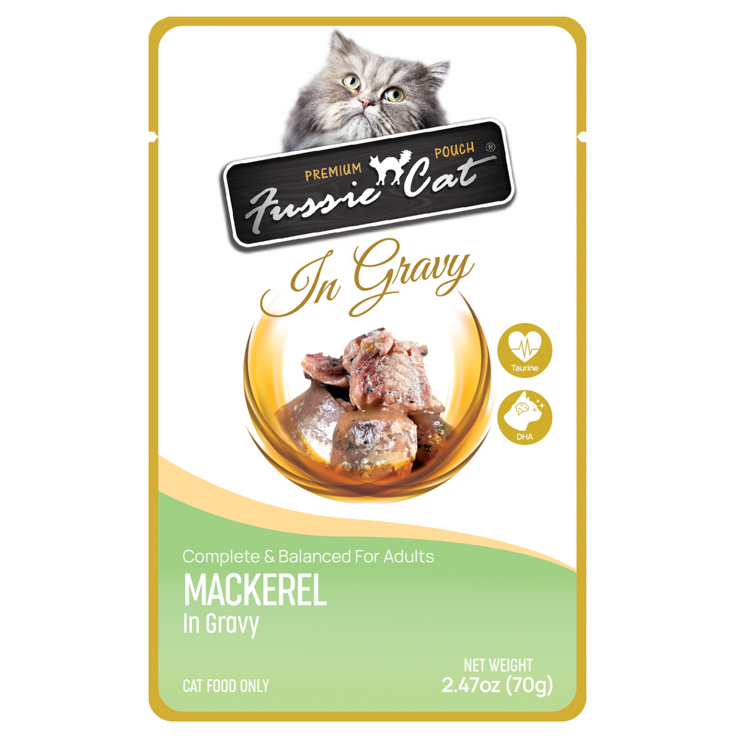 Fussie Cat Pouch - Mackerel in Gravy (2.47oz) - Wet Cat Food - The Family Pet