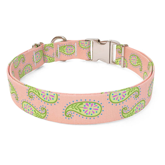 Melon Paisley Dog Collar