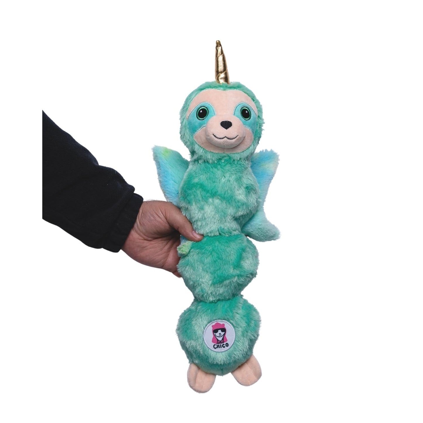 Mystical Mint Winged Sloth Plush Dog Toy – with Squeaker &