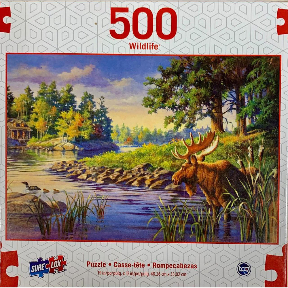 Moose Cabin Scene Wildlife 500 Piece Jigsaw Puzzle Sure Lox
