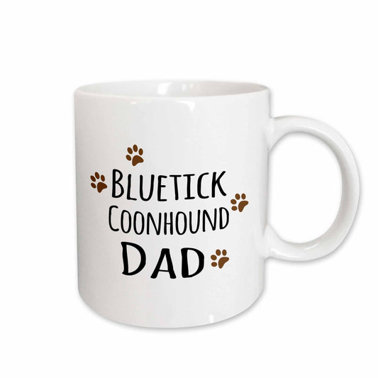 3dRose Bluetick Coonhound Dog Dad - Doggie by breed - brown muddy paw prints -... - Mugs (mug_153866)