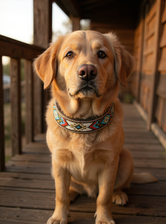 Epic Padded Leather Dog Collar with Beaded Design Dog Collar - main product image