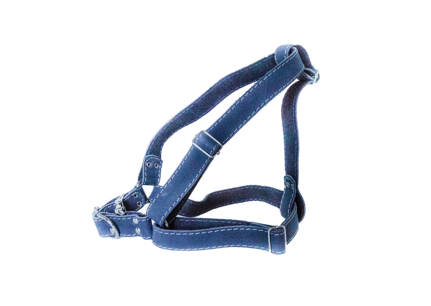 Step In Leather Dog Harness - dog harness > leather dog harness > quality leather dog harness - Euro - Dog Collars and Leads - L Width 1" Girth 18" - 32" - Navy Super Soft Leather - 707129281661