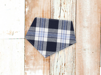 "Navy/White Plaid FLANNEL" Dog Bandana