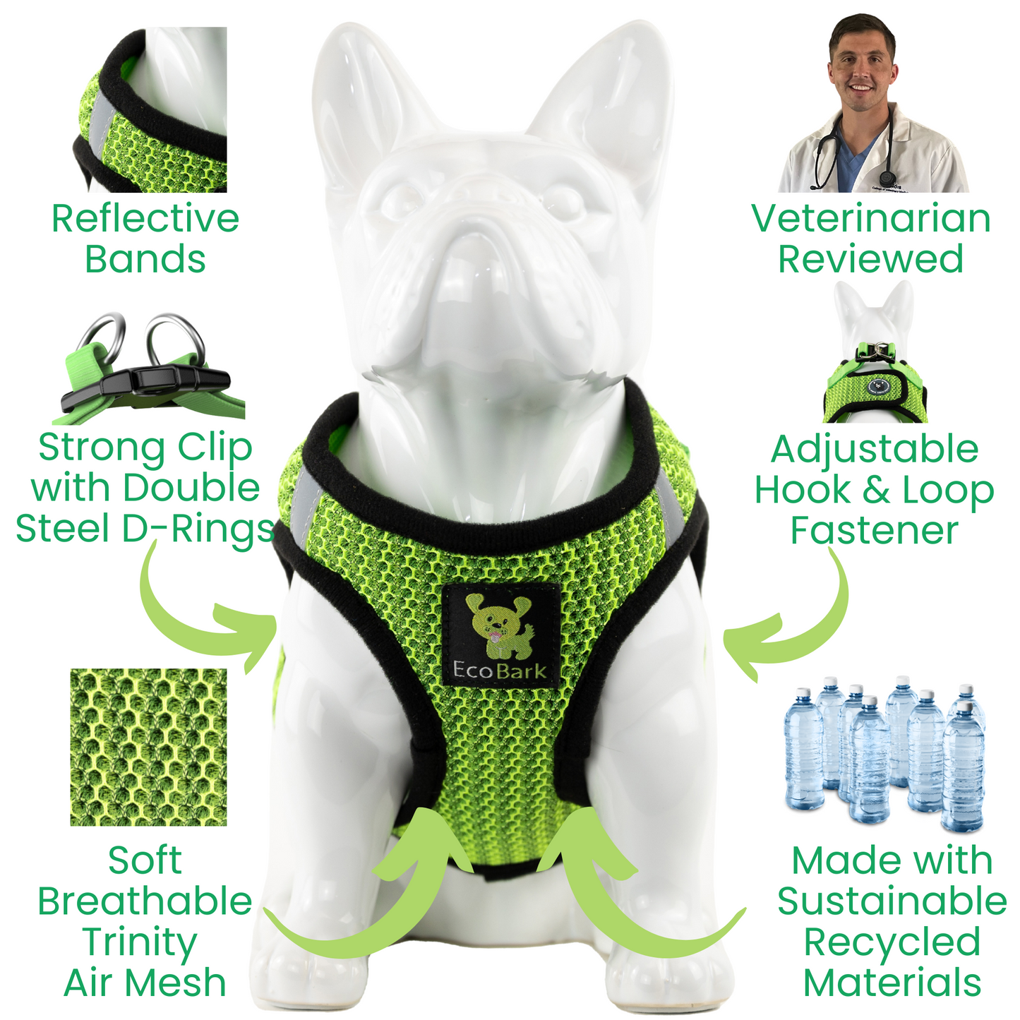 Dog Harness EcoBark Step In Harness XXXS to Small Breeds- - close up product image for dog harness