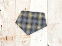 "Neutral Grey Plaid FLANNEL" Dog Bandana
