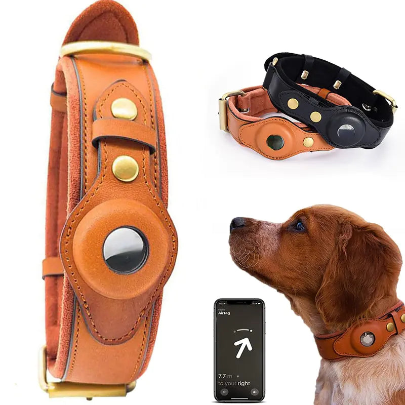 Leather Anti - Lost Dog Collar - Pet GPS Tracking Collar - Mimarta