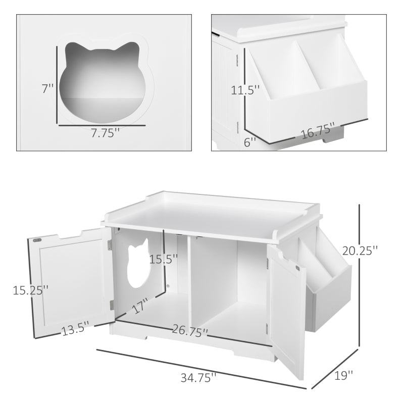 Cat Litter Box Nightstand End Table Enclosure