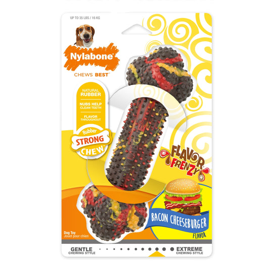 Nylabone Flavor Frenzy Bacon Cheeseburger Strong Chew Dog Toy