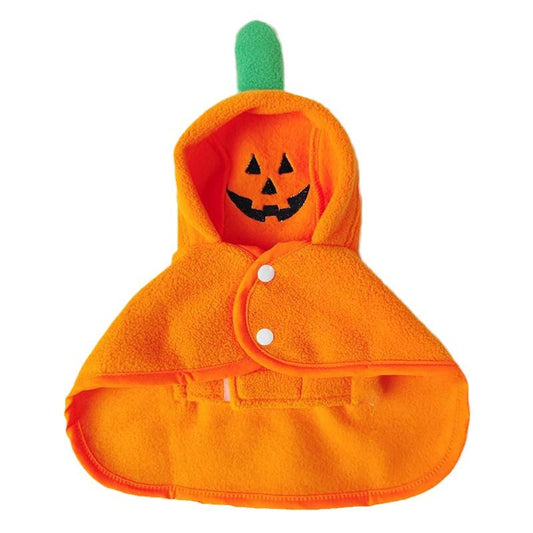 Dog Pumpkin Hooded Cape with Fleece & Snap Buttons