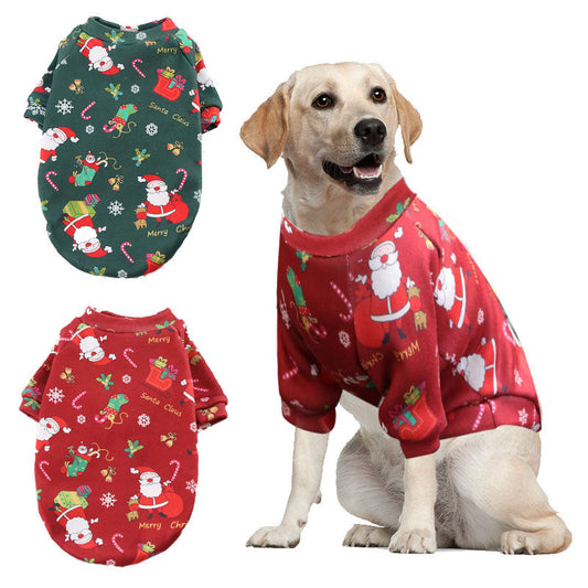 Dog & Cat Christmas Pullover • Warm Fleece, Santa Print