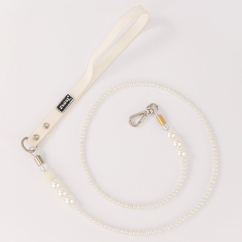 Luxury Pearl Pet Collar and Leash Set – Elegant & Lightweight