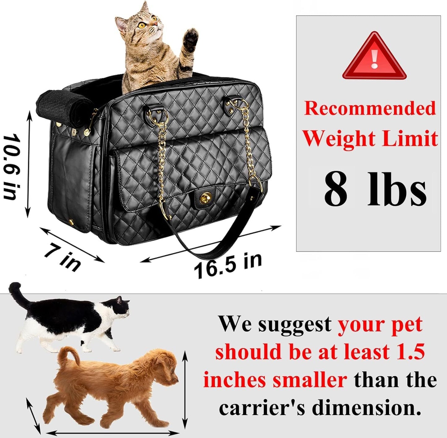 Luxury Quilted PU Leather Pet Carrier 👜