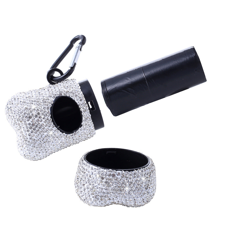 Bling Dog Poop Bag Holder – Crystal Bone Dispenser